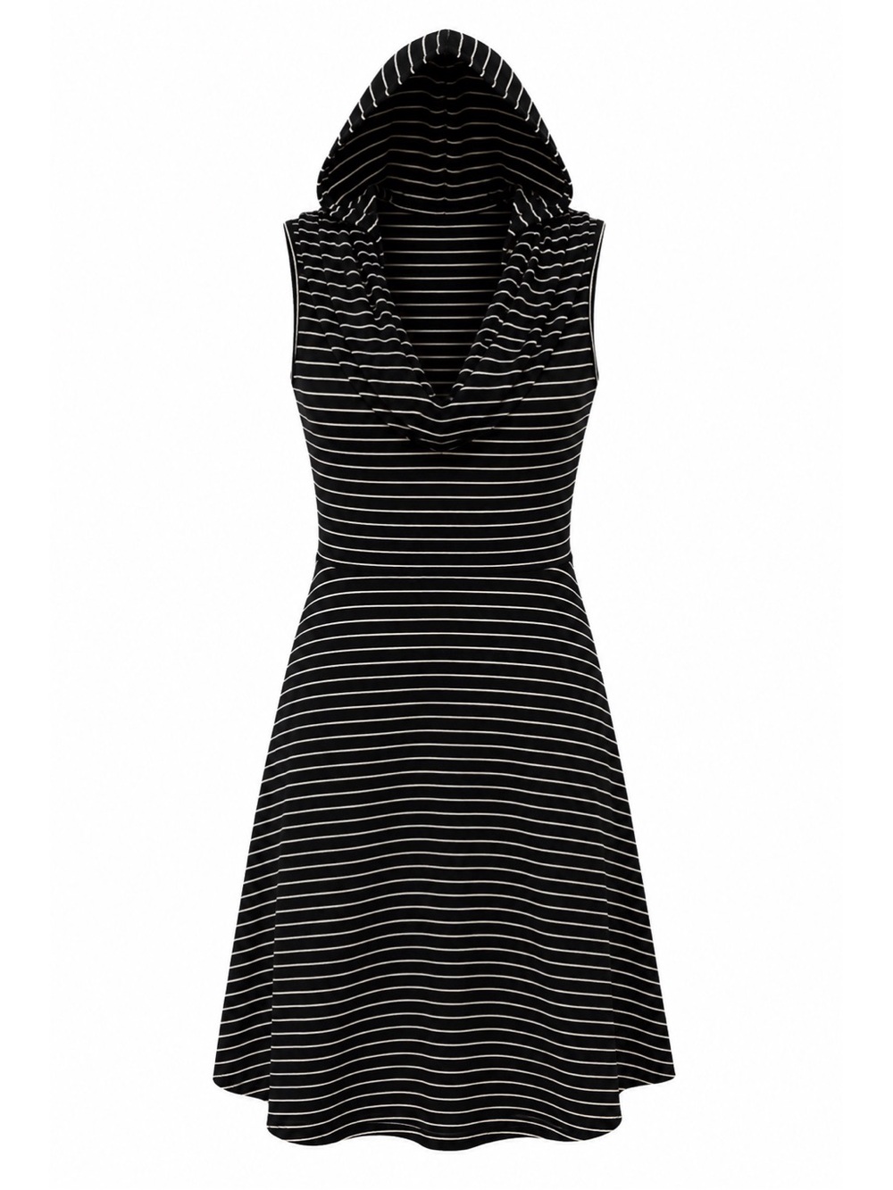 Andrew Marc Performance Black & White Striped Sleeveless Hooded Dress Womens S